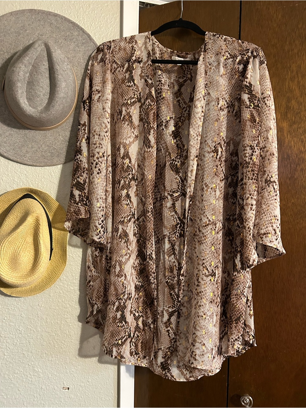 Maurices Brown Snakeskin Print Open-Front Kimono